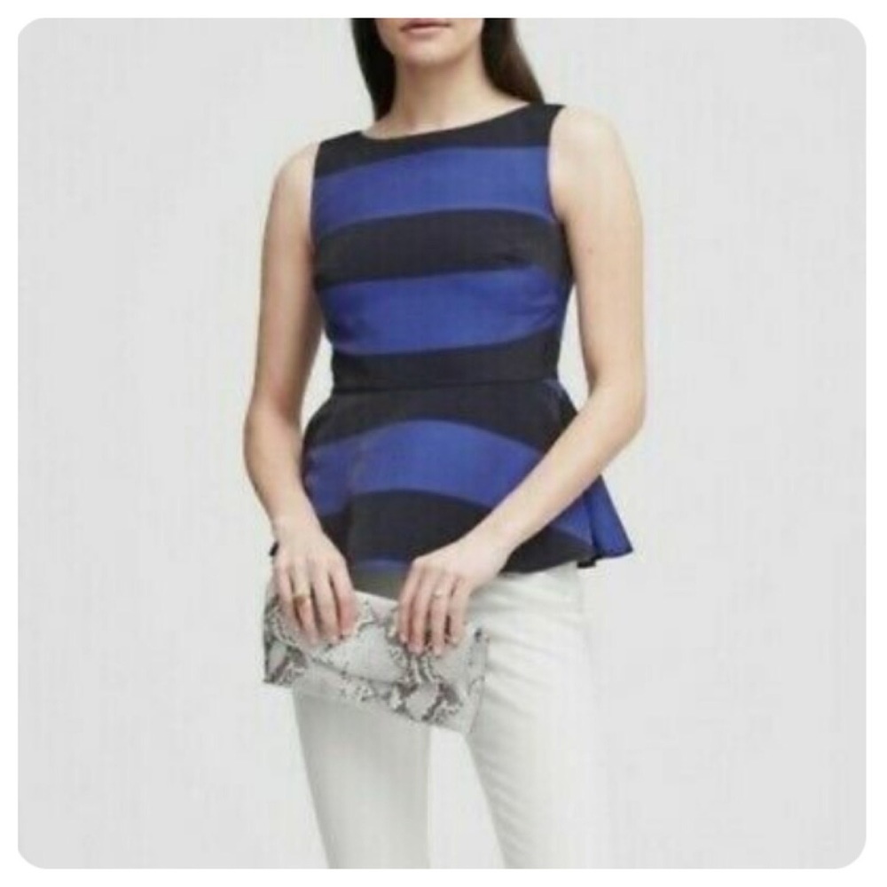 Banana Republic Blue Stripe Peplum Top